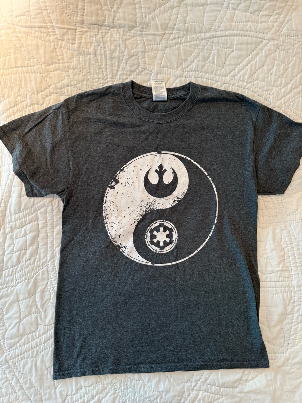 Charcoal Gray Graphic Star Wars Yin Yang T-Shirt